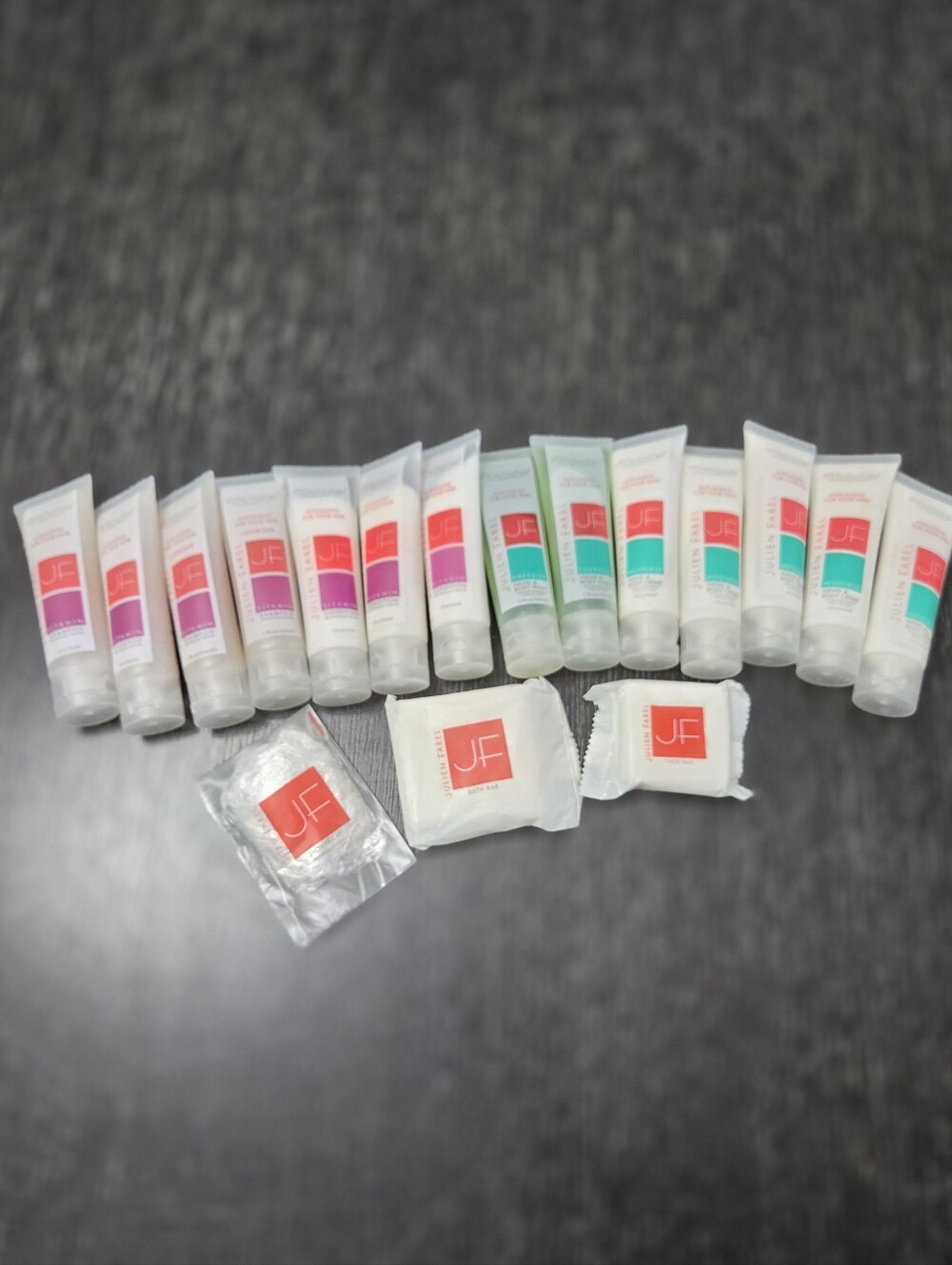 Julien Farel Travel Sz Bundle of Soap, Shampoo, Conditioner, Body Wash & Lotion
